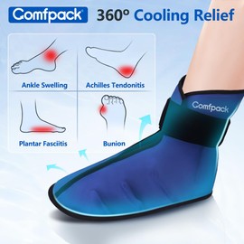 Comfpack Foot Ice Pack Wrap for Plantar Fasciitis Hot Cold Therapy Ice Boot for Foot After Surgery, Plantar Fasciitis, Achilles Tendonitis, Swelling, Heel Pain