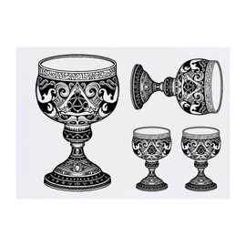 4 x 'Mystical Chalice' Temporary Tattoos - Water Resistant, Skin-Safe, Non-Toxic Transfers, Mixed Sizes (TO00073232)