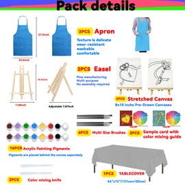 VALLSIP 2 Pack Paint and Sip Canvas Painting Kit Pre Drawn Canvas for Painting for Adults Stretched Canvas Couples Games Date Night Paint Party Anniversary Valentines Day