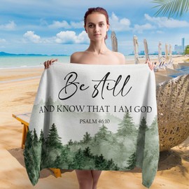 WAITPI Christian Be Still and Know That I Am God Beach Towel, Mountain Woods Bible Verse Scripture Beach Towels Oversized, Rustic Quick Dry Sand Free Beach Towel Decor for Bathroom Camping 30x60in