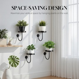 Neiteli 4 Pack Wall Plant Holder,Wall Planters for Indoor Plants,Plant Hanger Indoor,Metal Plant Wall Hanger,Hanging Plant Holder（Black）