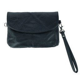Cal-Wyn Women's Leather Wristlet Clutch with Removable Crossbody Strap, Black