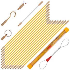 Boeray 22FT Fiberglass Running Electrical Wire Cable Pulling Fish Tape kit in a Carrying Case Through Wall Cable Snake Rods Electrical Tools Kit with Different Attachments