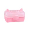 DasKid Cat-Shaped Pink Storage Box with 3 Compartments, Durable Plastic Organizer Container with Lid, Portable Multi-Use Storage for Crafts, Toys, Office Supplies