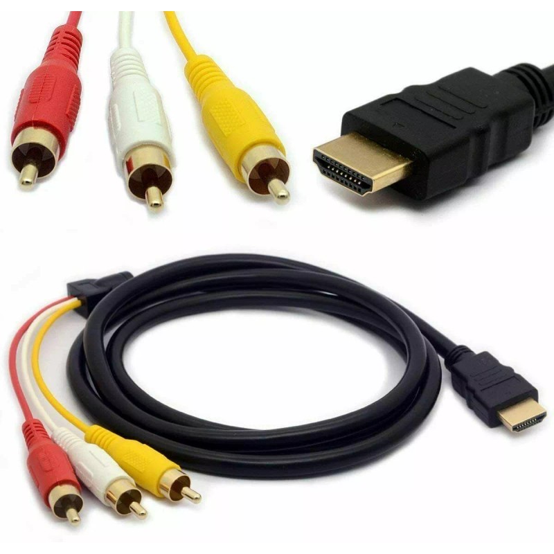 1080P HDMI Male To 3 RCA Video Audio AV Component