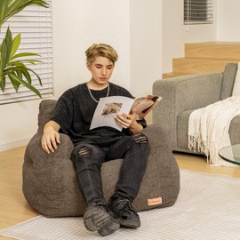 Cvortll Bean Bag Chair with Filler, Bean Bag Sofa with Tufted Soft Stuffed Filling, Fluffy and Lazy Sofa, Comfy Cozy BeanBag Chairs with Memory Foam for Dorm, Apartment, Living Room (Brown)