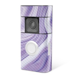 MightySkins Carbon Fiber Skin Compatible with Ring Video Doorbell Plus - Lavendar Acrylic | Protective, Durable Textured Carbon Fiber Finish | Easy to Apply