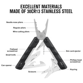 OKNIFE Otacle P1 11-in-1 Multi-Plier, Lightweight Multitool Pliers with Scissors, Bottle Opener and Screwdriver, EDC Gear with Lanyard Hole
