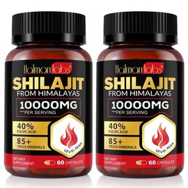 Hatmanlabs Himalayan Shilajit Resin, supplement, 85+ Clean Trace Minerals & Fulvic Acid for Energy, Body optimum, healthcare edible(60pcs) - Specification: Himalayan Shilajit Resin(60pcs)*2