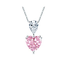 AINUOSHI Heart Necklaces for Women Sterling Silver Necklace Pink Cubic Zirconia Imitation Diamond Pendant Anniversary Birthday Christmas Valentine's Day Gifts for Her Hypoallergenic