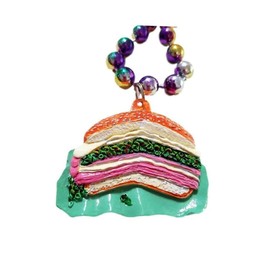 New Orleans Muffaletta Plate Mardi Gras Beads Party Favor Necklace Small Round Paper Plates for All Occasions Disposable Paper Plates