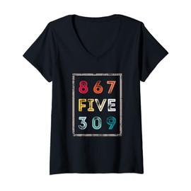 Womens 8675309 Nostalgic and Funny 80s & 90s V-Neck T-Shirt