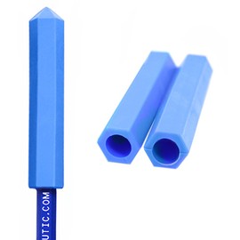 ARK's Krypto-Bite Pencil Topper Chewable Tubes - Made in The USA (3 Pack of Xtra Xtra Tough, Blue)