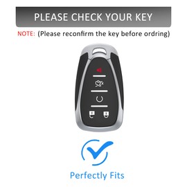 Key Fob Cover with Keychain Zinc Alloy Metal Key Fob Case Compatible with Equinox Malibu Camaro Tahoe Silverado Traverse Sonic Cruze Bolt Volt (Square Metal Buckle)