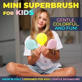 Jäneke Janeke Mini Superbrush – Cepillo para niños y cepillo pequeño para desenredar – Cerdas suaves antiestáticas – Cepillo ventilado para cabello húmedo o seco – Ideal para cabello rizado, grueso, f