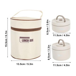 YIMINI Insulated Lunch Box, Thermal Food Container with Thermal Bag, Stainless Steel Warming Container for Hot/Cold Food Soup, Bento Box Container for Kids School, Office, Outdoor (Beige)
