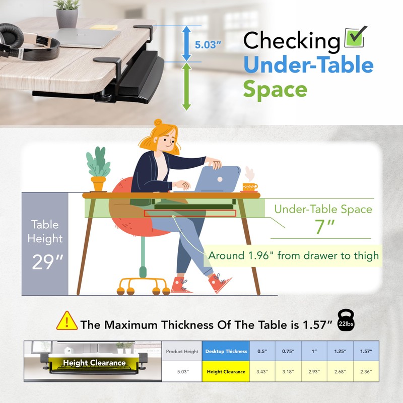 EHO Clamp-On Retractable Adjustable Keyboard Tray, Under Desk Ergonomic Keyboard