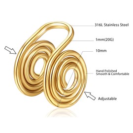 KWUNCCI Print Earrings for Keloids 10mm Spiral Earrings Wire Wrapped Clip On Earrings Stainless Steel Non Pierced Earrings Ear Cuffs Artificial Piercing for Men Women, Stainless Steel, No Gemstone