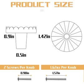 TKWINKT 6 Pack Cabinet Knobs Gold Drawer Knobs 1.42 inch (36mm) Knobs for Dresser Drawers Zinc Alloy Cabinet Door Knobs