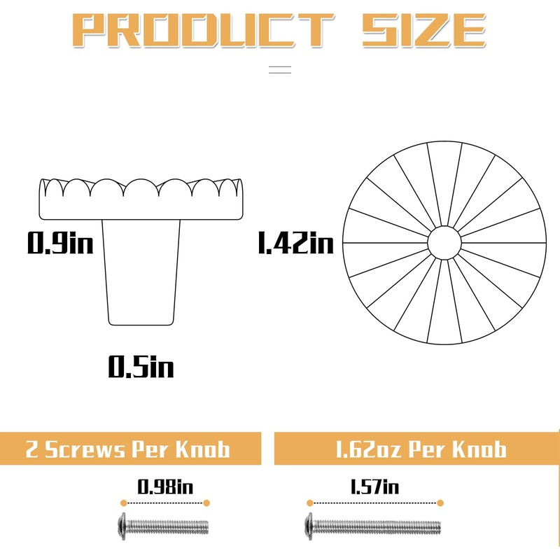TKWINKT 6 Pack Cabinet Knobs Gold Drawer Knobs 1.42 inch