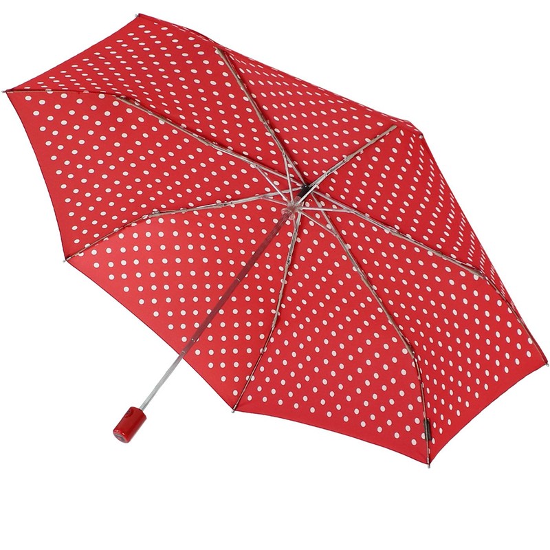 Knirps Slim Duomatic Polka Dots Pocket Umbrella Red White in