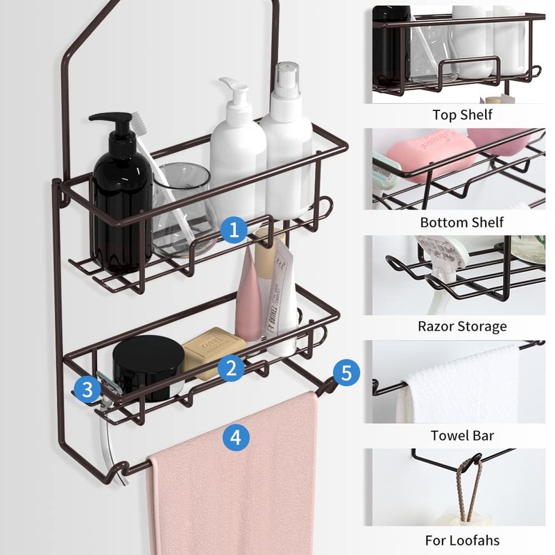 Caddy Hanging over Shower Head Rust Roof Organizer with 10