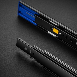 MS Beschläge Drawer Runners Pair Full Extension 45 mm Height Ball Guide Black Drawer Runners Soft Close Ball Bearing Drawer Extension (300 mm)