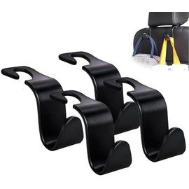 Timotech Set 4 Ganchos para Coche, Ganchos Organizadores de Carro, Ganchos para Reposacabezas de Coche, Organizador Universal para Bolso de Mano, Abrigo, Ajuste Universal para Coche