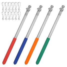M METERXITY 4-Pack 3.28Ft/1M Telescopic Handheld Flagpoles, Telescopic Flag Pole with Clips Portable Stainless Steel Flag Pole for Truck/Outside/Tour/Guide/Festival[Red/Blue/Orange/Green]