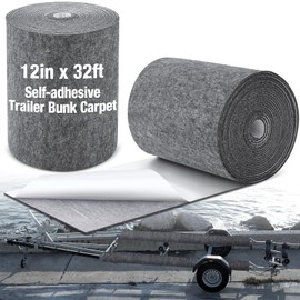 Soulchen 12in x 32ft Grey Boat Trailer Bunk Carpet with Adhesive, Marine Outdoor Polyester Marine Bunk Carpet for Boats Trailers and Ramps