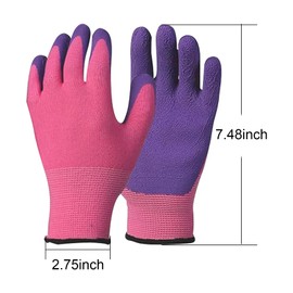 Xugoox 4 Pairs Kids Gardening Gloves for Age 6-13, Soft Gardening Protective Rubber Gloves for Boys and Girls Yard Work Activity 4 Colors