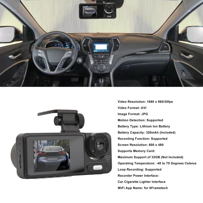 1080P Dash Cam with Triple Lens 2 Inch IPS Display