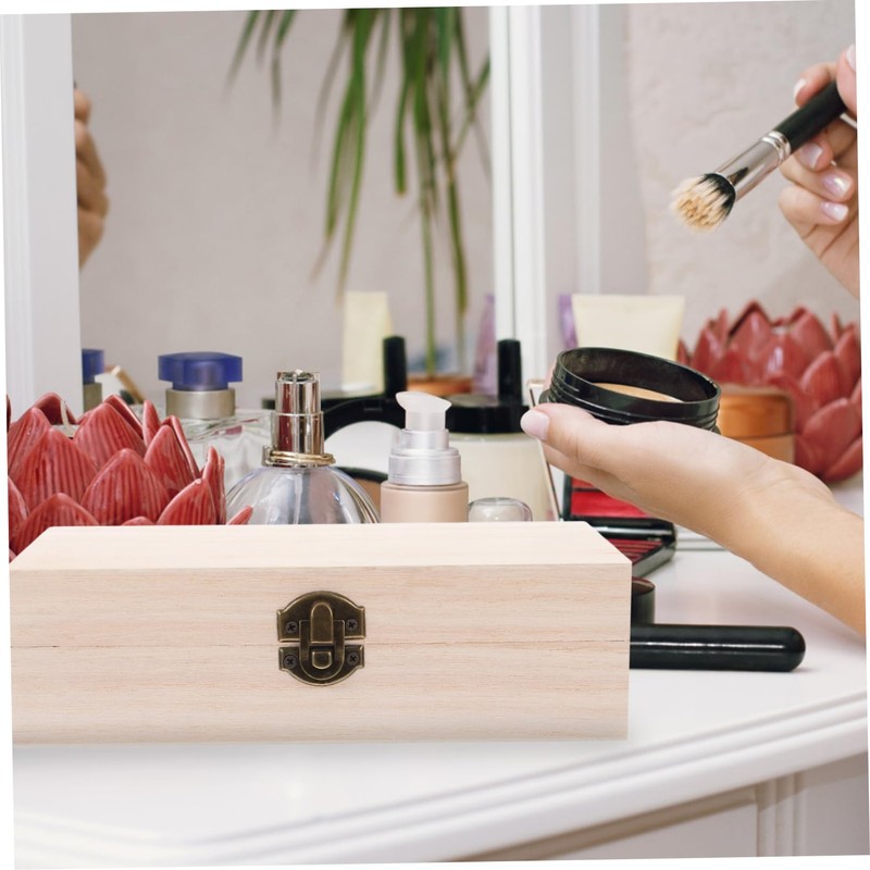 iplusmile Rectangle Unfinished Wood Jewelry Box with Hinged Lid for