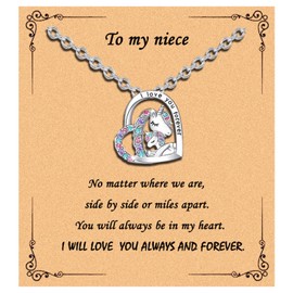 Girls Necklace Crystal Heart Pendant Necklaces Gifts for Daughter Granddaughter Back to School Gifts for Niece Sister Christmas Birthday Gifts (niece)