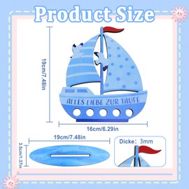 Noviatrix Christening Gifts Boys, Wooden Christening Gift, Sailing Boat What Is Given for Christening, for Christening, Communion, Birthday (Blue)