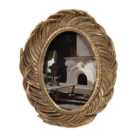 Sagebrook Home Boho Oval Picture Frame - Handcrafted Resin & Glass - Vintage Finish - Decorative Tabletop & Shelf Display - Home & Office Decor - 8" Gold