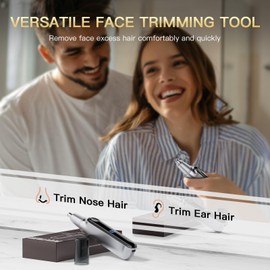 coldSky Ear & Nose Hair Trimmer with LED Display for Men Women - Professional Painless Eyebrow & Facial & Nose Hair Trimmer, USB Rechargeable, Dual-Edge Blades for Smoother Cutting Sliver
