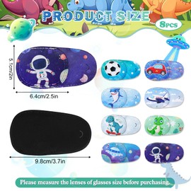 8 Pieces Eye Patches for Kids Boys,Cartoon Dinosaur Car Eye Patch for Lazy Eye Amblyopia Strabismus Reusable Glasses Over the Lens Eyepatch for Lazy Eye Amblyopia Strabismus Toddler Children