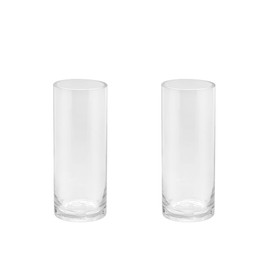 4" Wide 10" High Large Hand Blown Sturdy Clear Cylinder Glass Vase, Centerpiece Flower Vase for Rose, Tulip, Boquets, Hurricane Candle Holder (2, 4"x10")