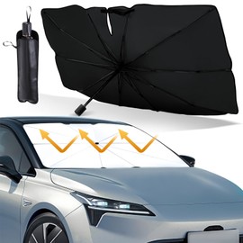 Sun Protection Car Windscreen 138 x 78 cm, Foldable Car Windscreen Parasol, Rotatable Front Sun Protection, UV Protection & Heat Protection, Universal for All Vehicles, Quick Assembly System