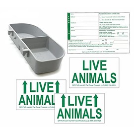 Kennel Travel Kit for Pets - Hook-On Dish & Live Animal Labels (Medium)