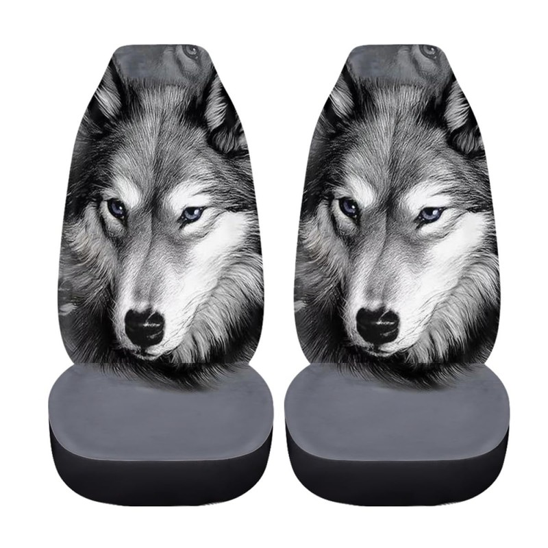 Pehede Car Seat Cover Grey Wolf Front for Cars, Easy