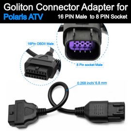 Goliton Motorcycle 8 Pin Male to 16 Pin OBD2 Cable OBD Diagnostic Adapter Connection Line Compatible with Polaris ATV Slingshot RZR