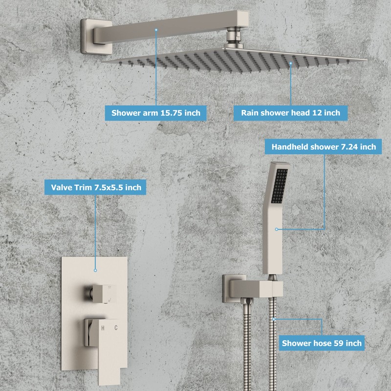 Shower System, Shower Faucet Set for Bathroom with 12 Inch