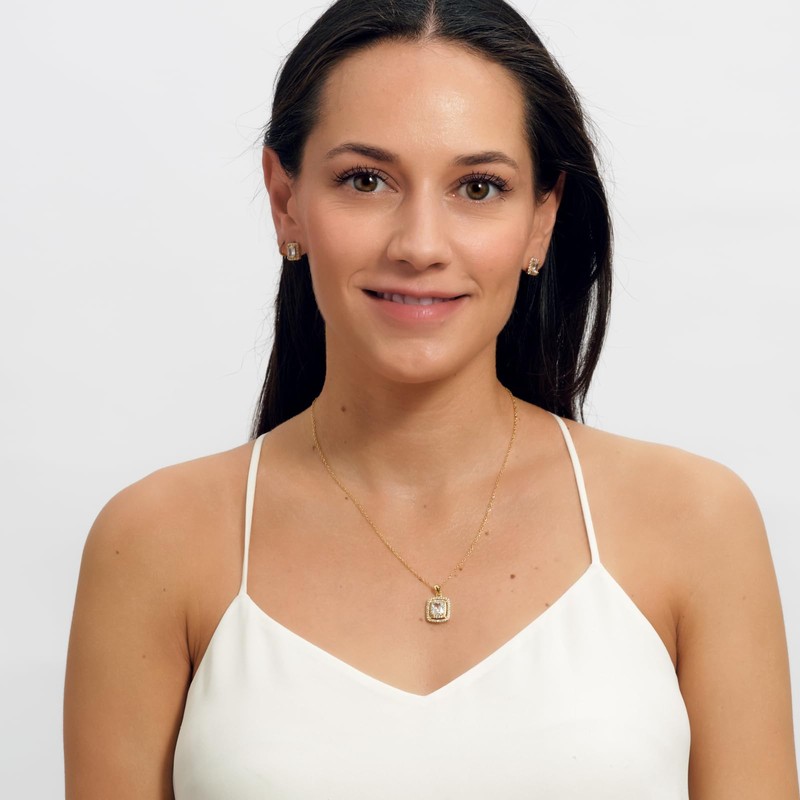 LuckyLy Set de Joyería para Mujer Oro 14k con Zirconia
