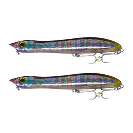 FISHZONE - 2 x KONICHI BASS DUDES Surface Hard Lures - 10cm / 9.5g - Specialist Distance Bass Lure - Two Marine VMC Treble Hooks Rear Mounted Rattle For Bass & Predatory Fishing (Petrol)