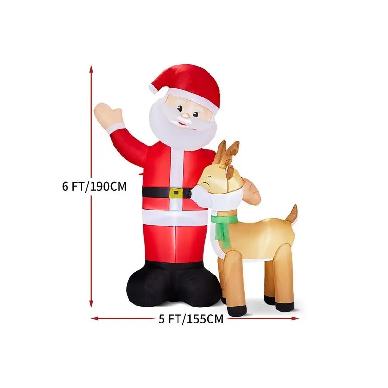 6.3FT Lighted Christmas LED Inflatable Decoration Funny Santa Reindeer Yard