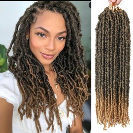 T1B 20 Inch Faux Locs Curly Soft Distressed Wavy Crochet Braids Synthetic Goddess Locs Braiding Hair Extensions (9 Pack, 27#)