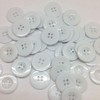 PEPPERLONELY 48PC White Flat Round 4 Holes Resin Buttons, 23x3mm(15/16x1/8