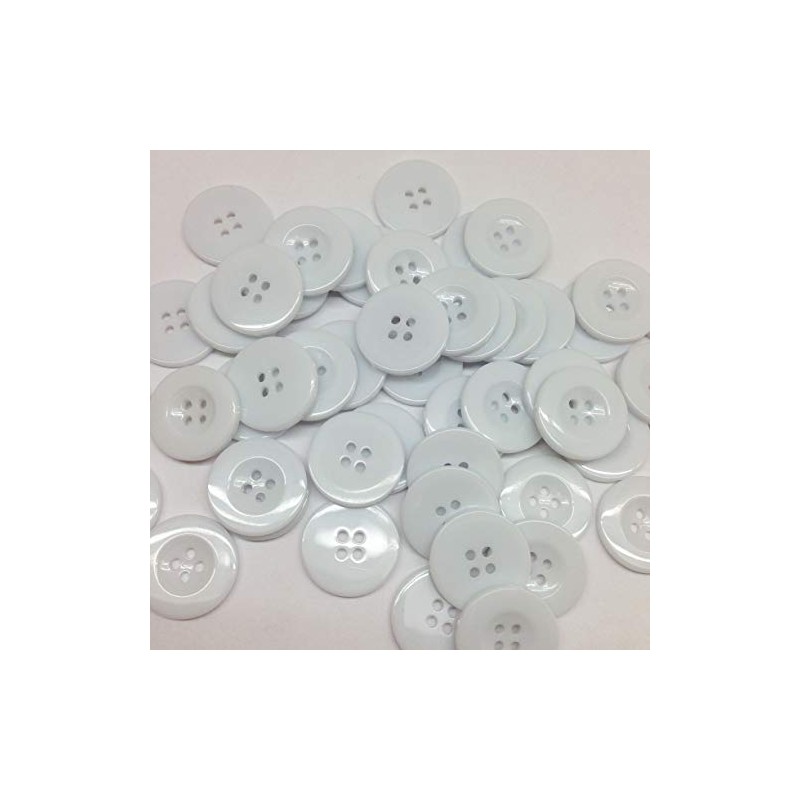 PEPPERLONELY 48PC White Flat Round 4 Holes Resin Buttons, 23x3mm(15/16x1/8